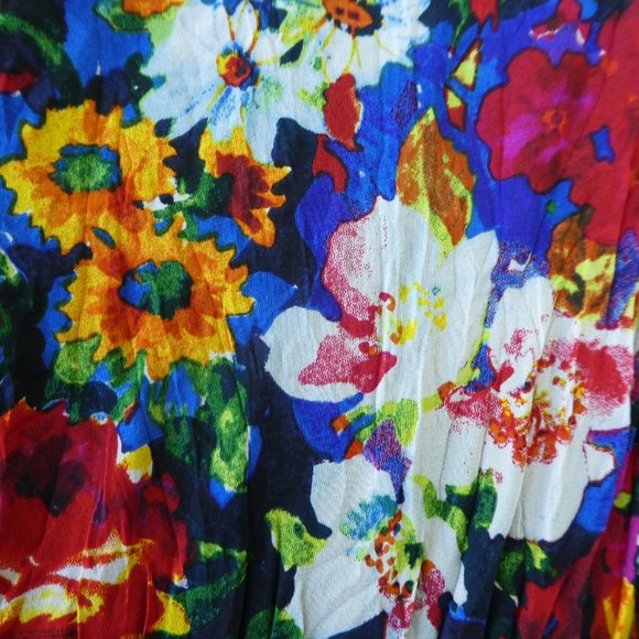 Alice & Olivia Matilda Dress Mini Vibrant Floral Bouquet Silk Boat Neck Pleated - Picture 9 of 14